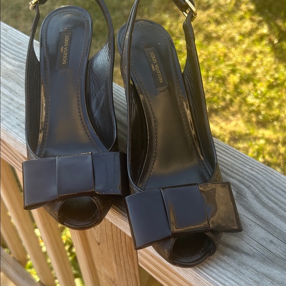 Louis Vuitton Black Slingback Heels with Bow 38.5 size - Picture 1 of 11